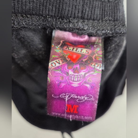 Ed Hardy Size M Luxurious BlackVelvet Sweat Pants - Picture 8 of 13